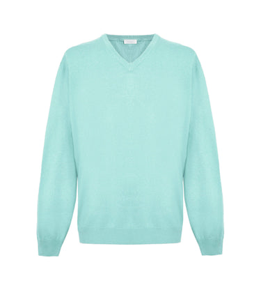 Elegant V-Neck Green Cashmere Sweater